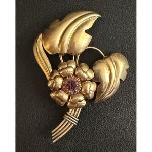 Vintage Louis Stern Brooch Gold Filled over Sterling Silver Signed LS Co Flower